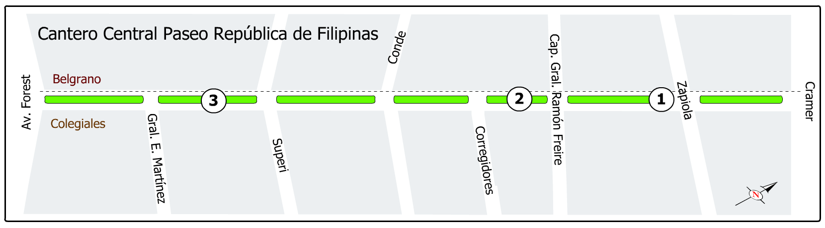 Plano del  Cantero Central Paseo República de Filipinas