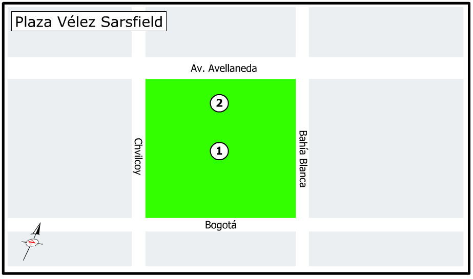 Plano de Plaza Vélez Sarsfield