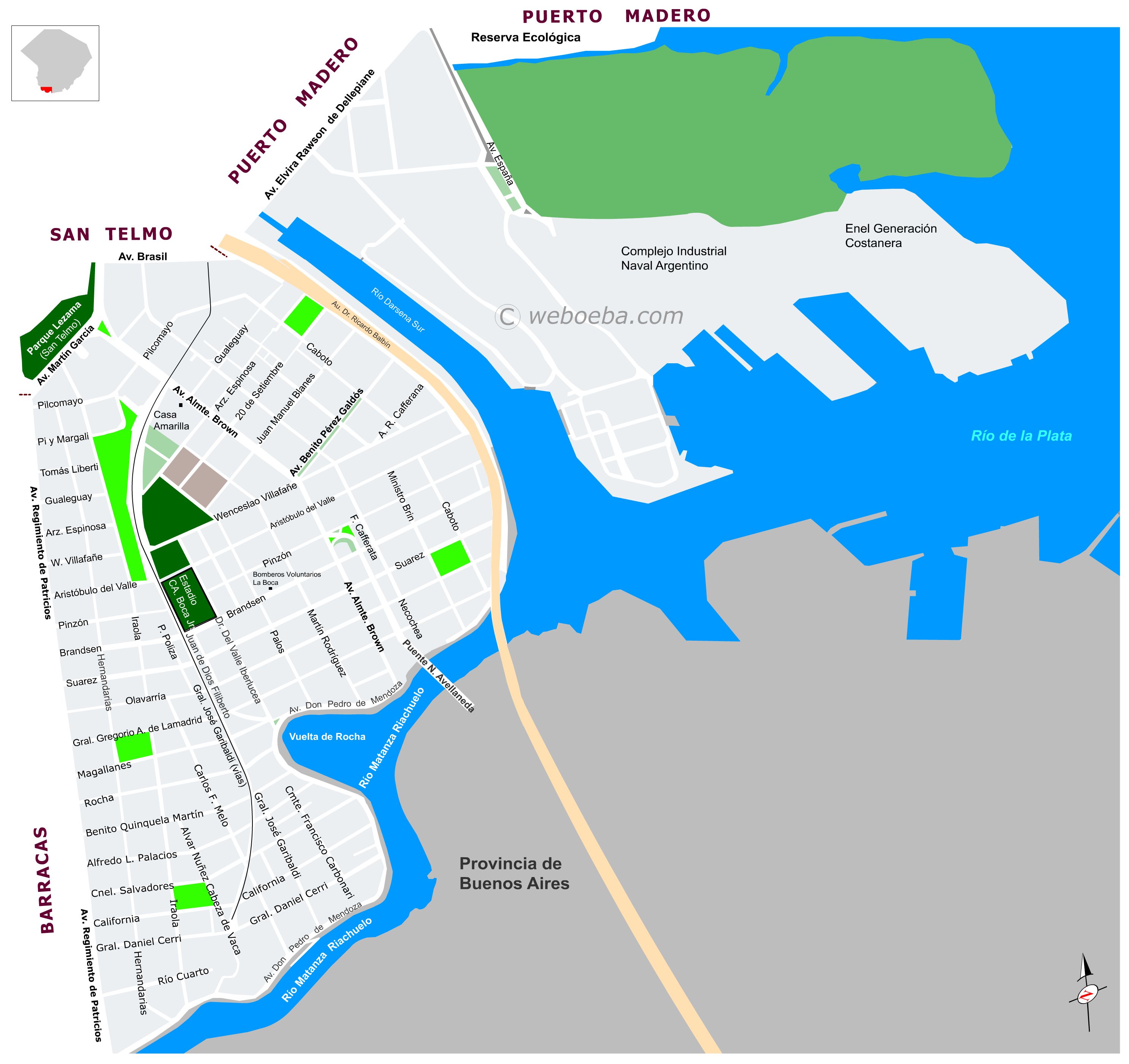 Plano interactivo del barrio de La Boca