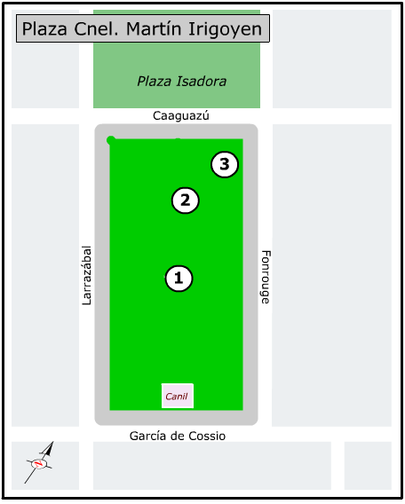 Plano de la Plaza Cnel. Martín Irigoyen