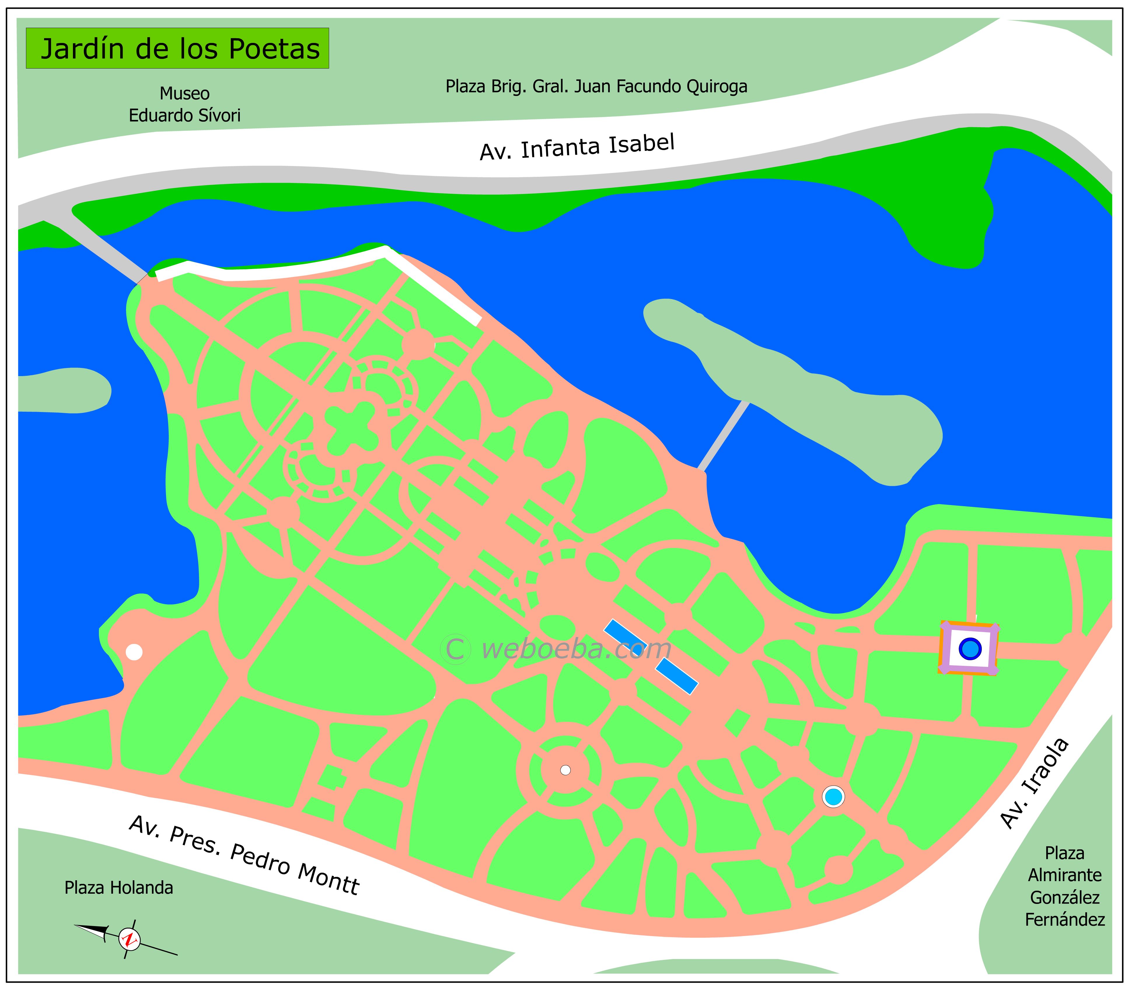 Plano del Jardín de los Poetas