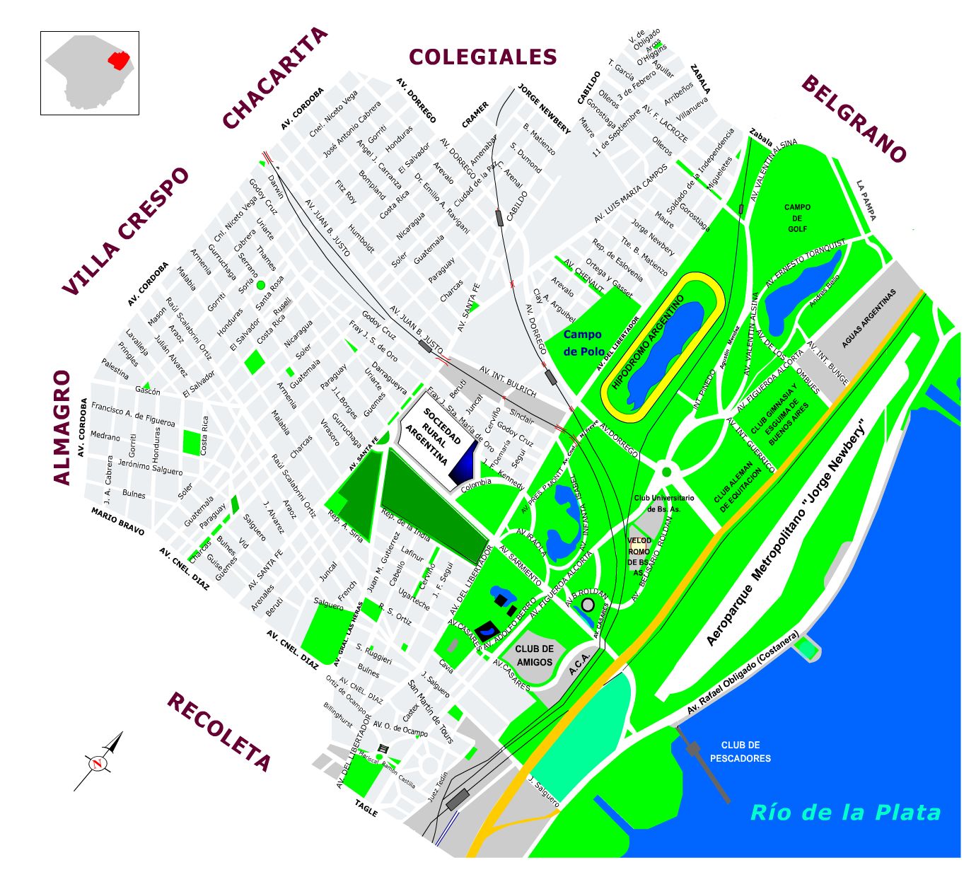 Mapa detallado del barrio de Palermo