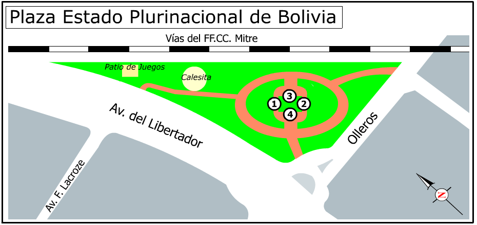 Plano de la Plaza Estado Plurinacional de Bolivia