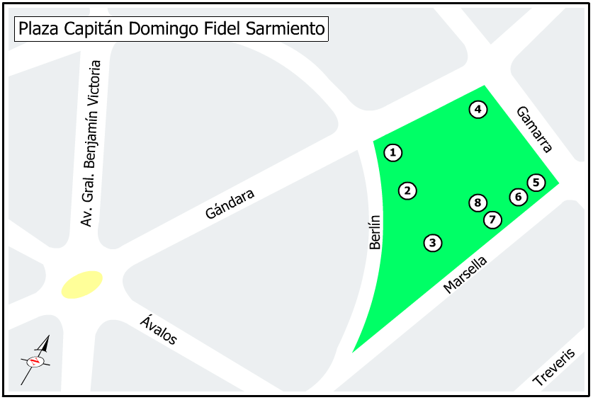 Plano de la Plaza Capitán Domingo Fidel Sarmiento