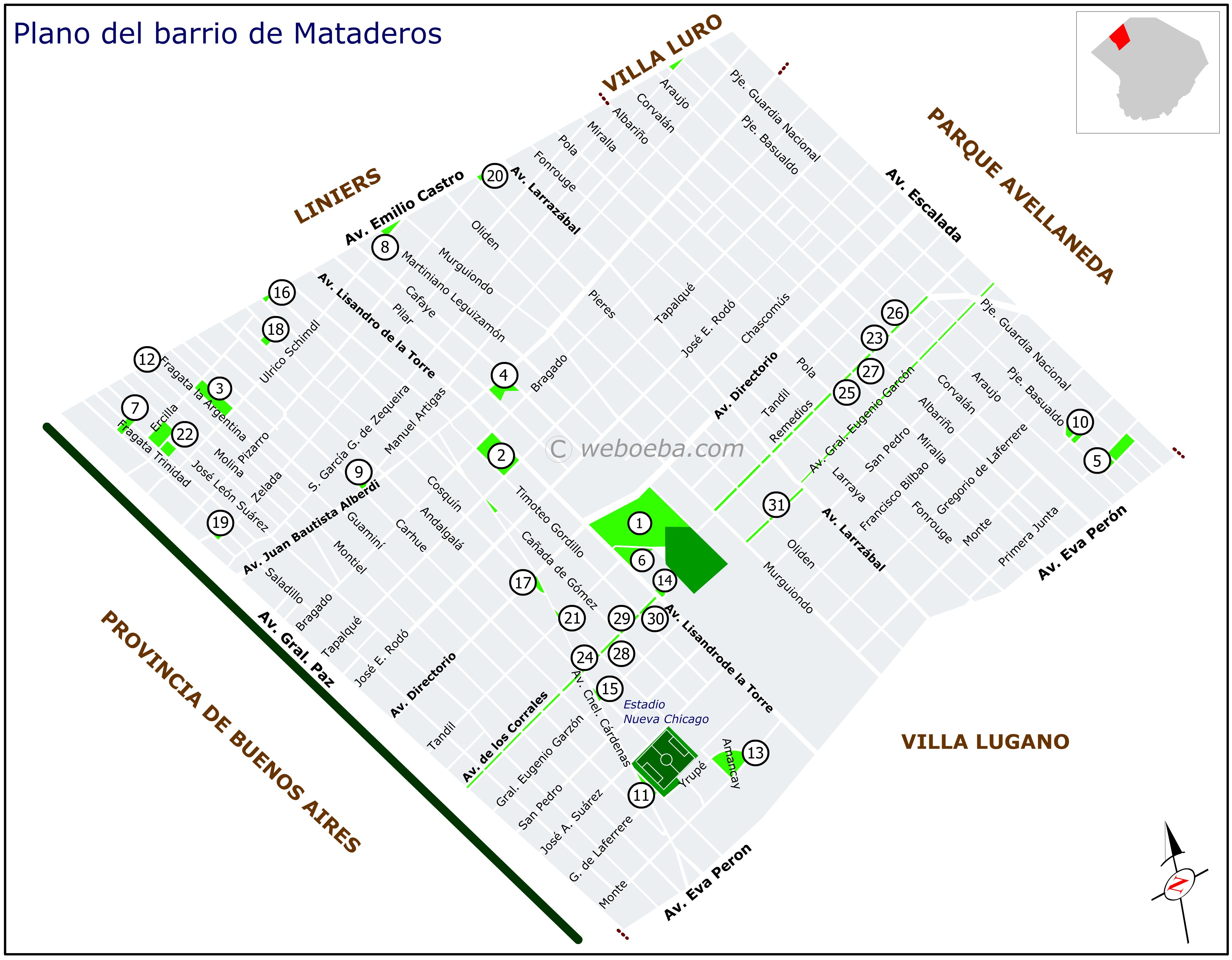 Plano del barrio de Mataderos