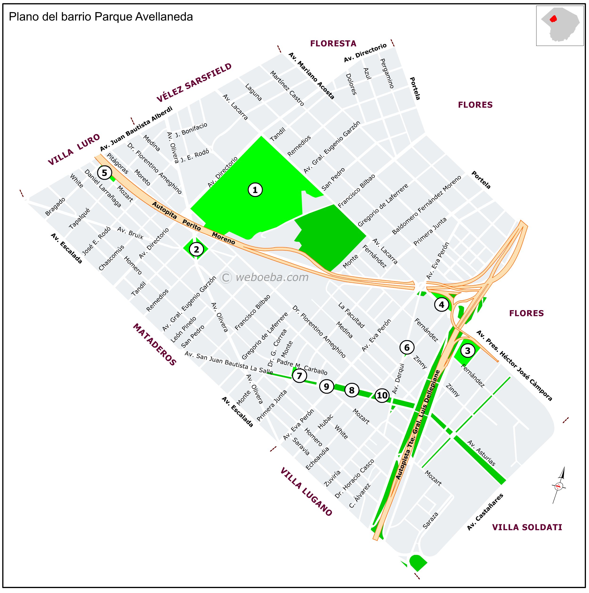 Plano del barrio de Parque Avellaneda