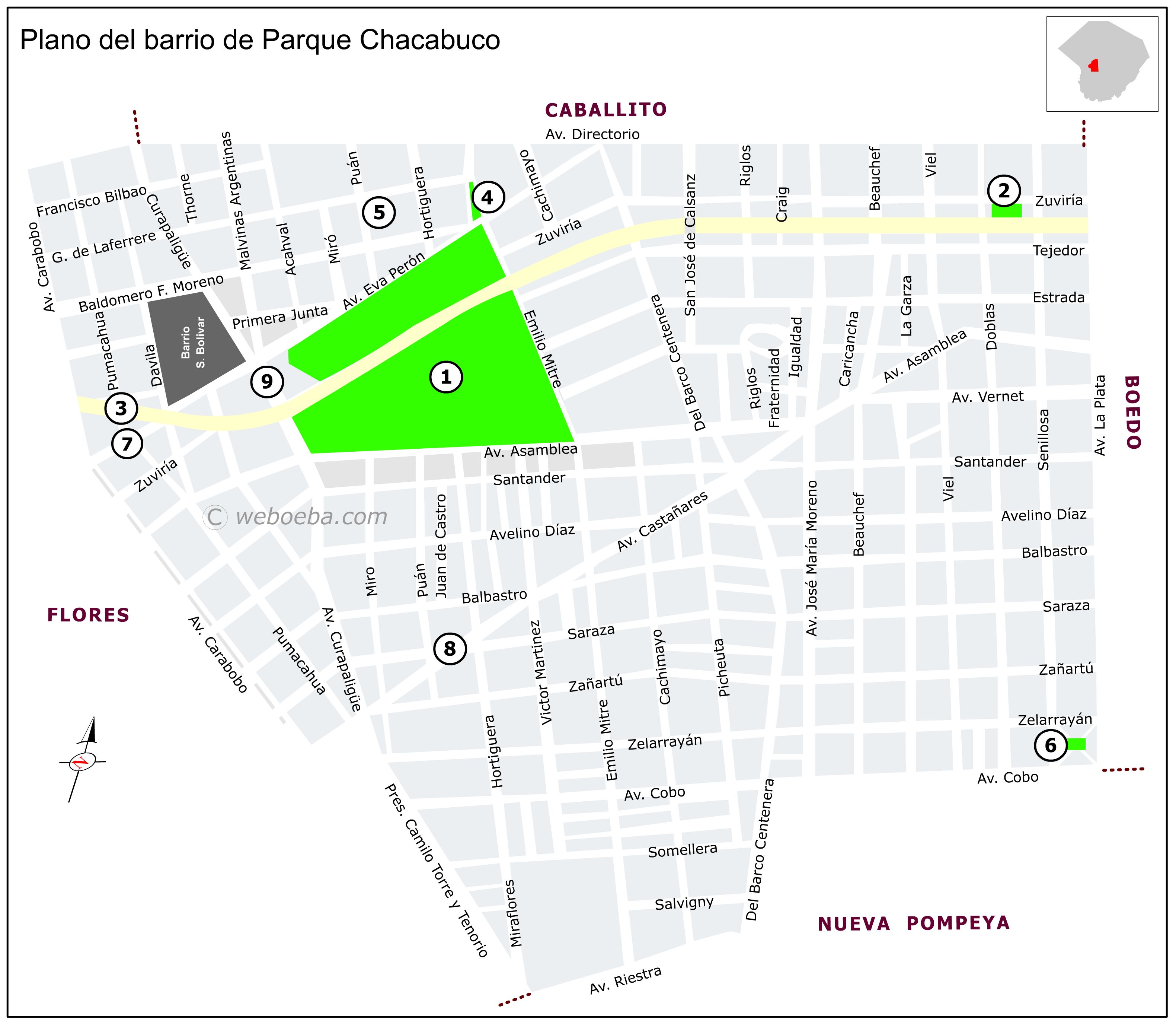 Plano del barrio de Parque Chacabuco