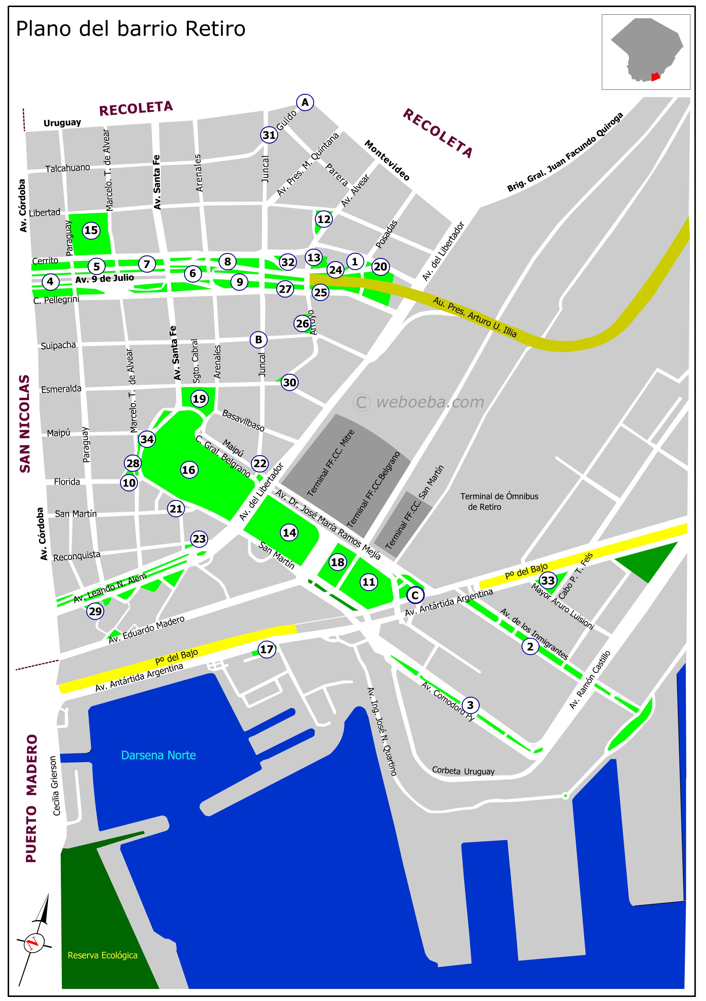 Plano del barrio de Retiro