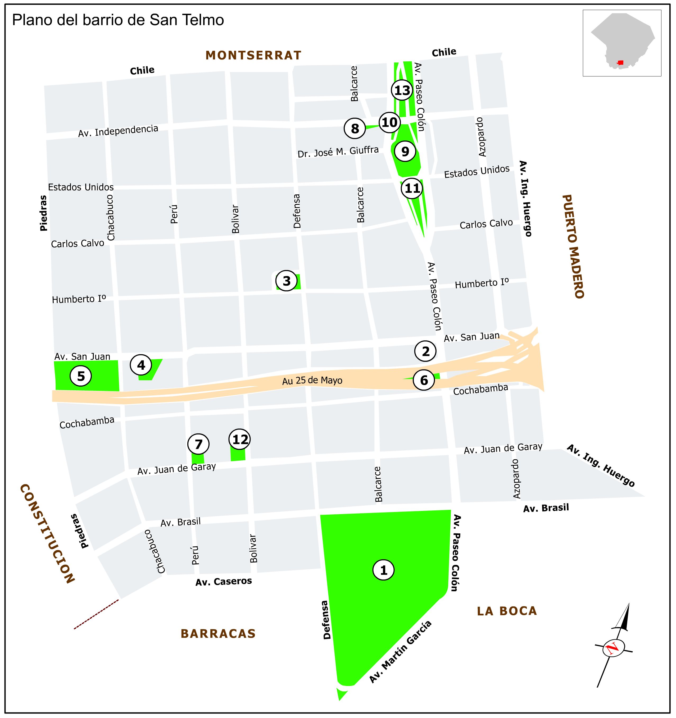 Plano del barrio de San Telmo