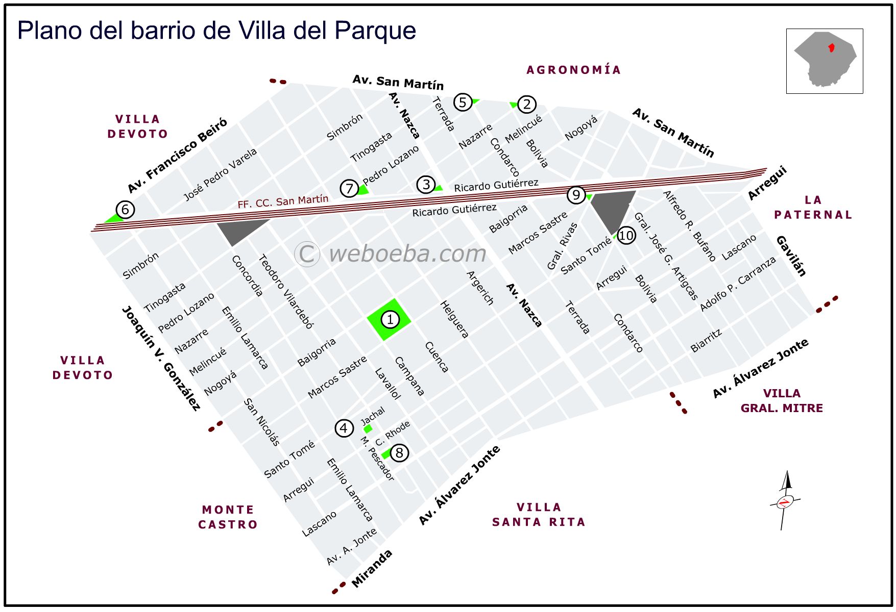 Plano del barrio de Villa del Parque