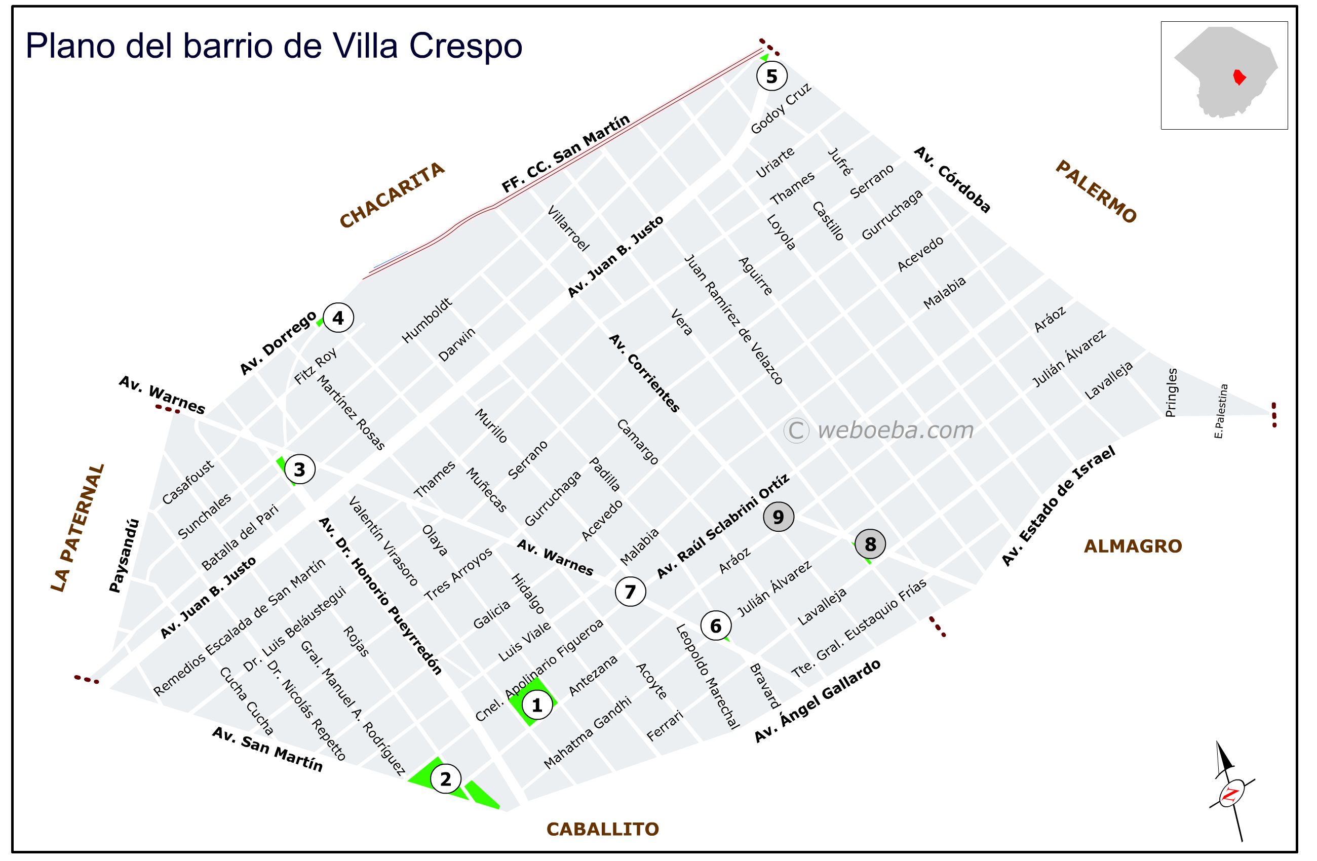 Plano del barrio Villa Crespo