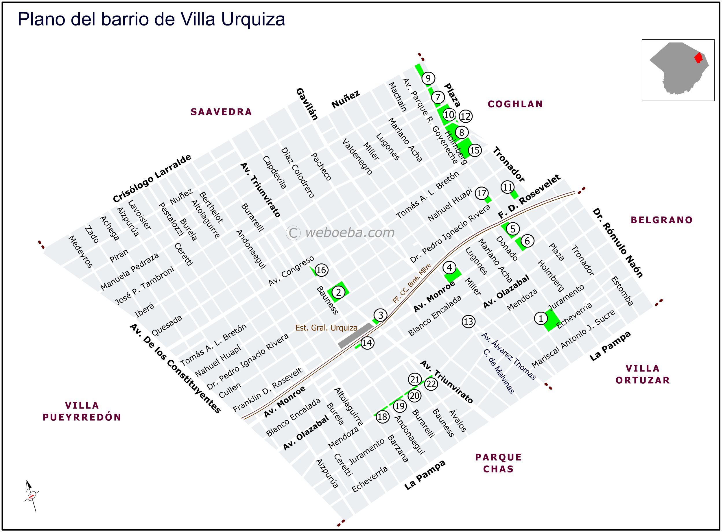 Plano del barrio de Villa Urquiza