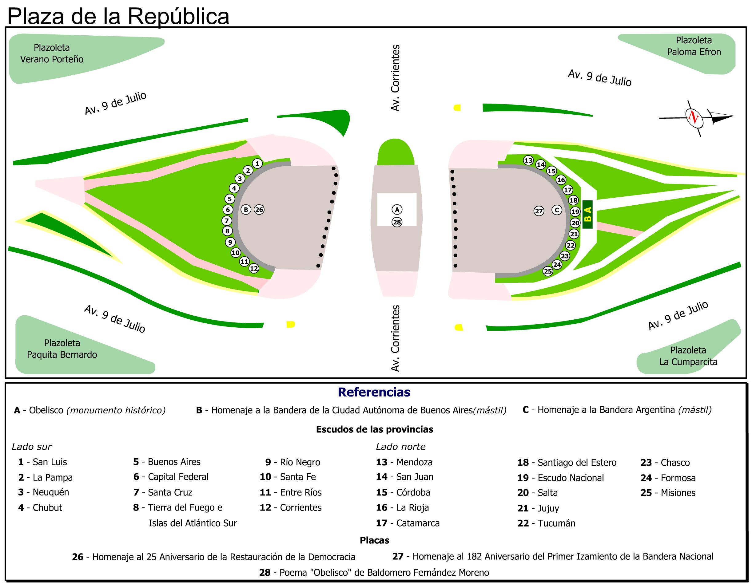 Plano de la Plaza de la República