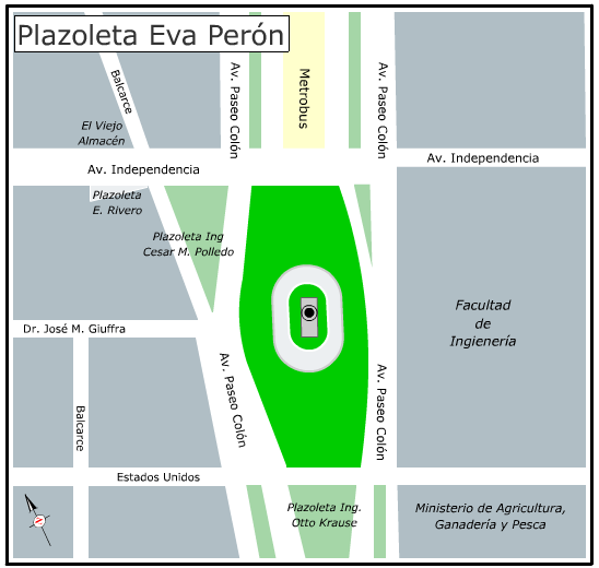 Plano de la Plazoleta Eva Perón