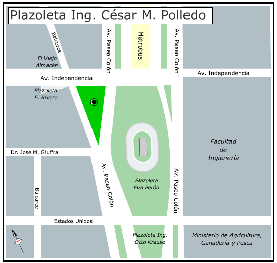 Plano de la Plazoleta Ing. César Manuel Polledo