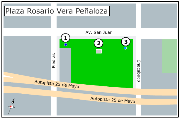 Plano de la Plaza Rosario Vera Peñaloza