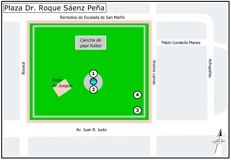 Plano de la Plaza Dr. Roque Sáenz Peña