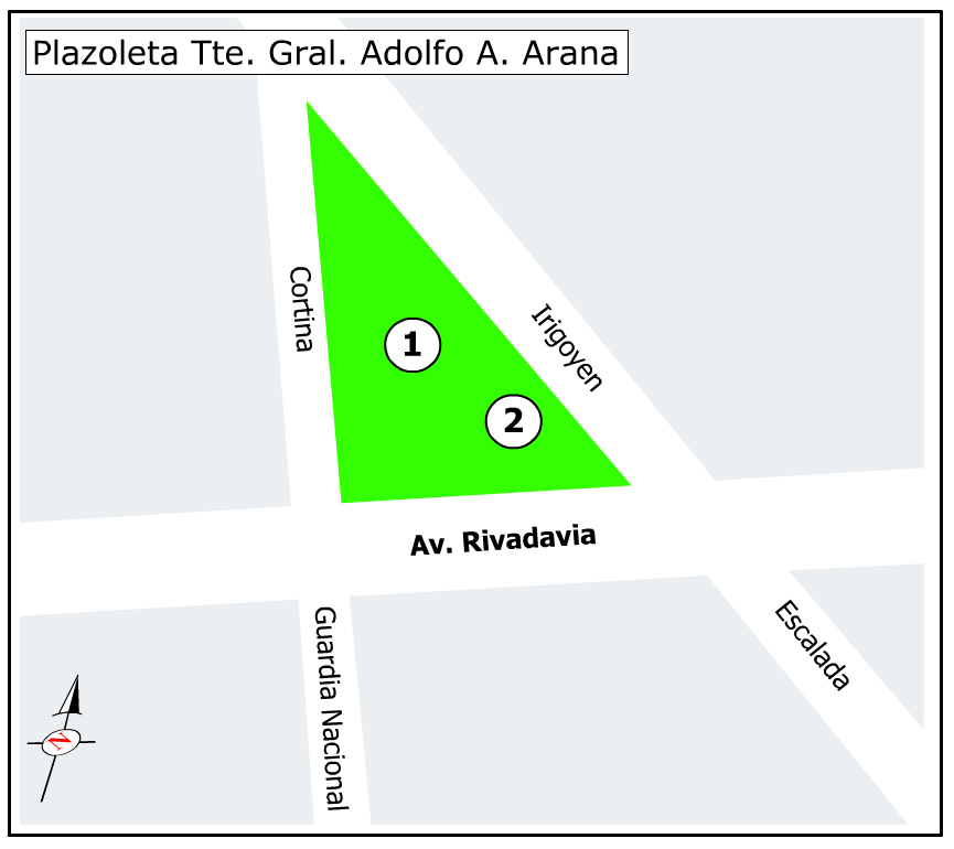 Plano de la Plazoleta Tte. Gral. Adolfo A. Arana